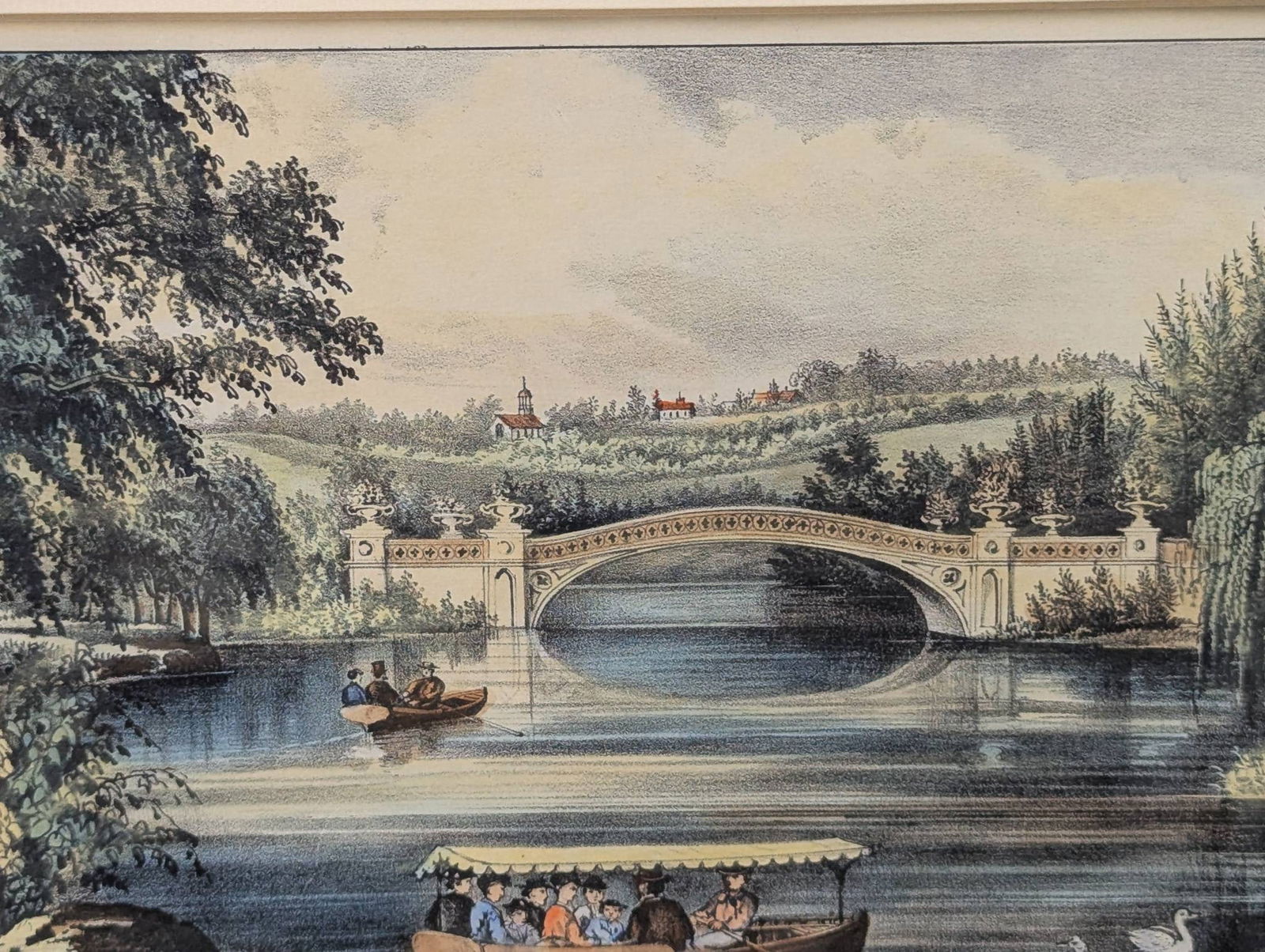 Lithograph Published by Currier and Ives Depicting Central Park Bridge Scene - 4