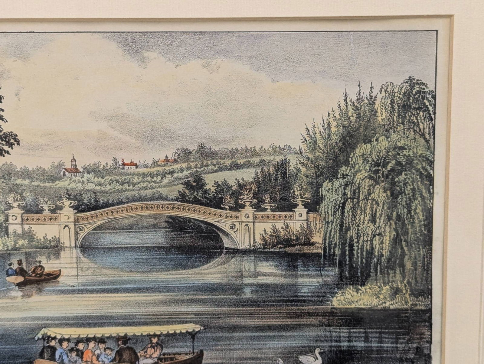 Lithograph Published by Currier and Ives Depicting Central Park Bridge Scene - 5