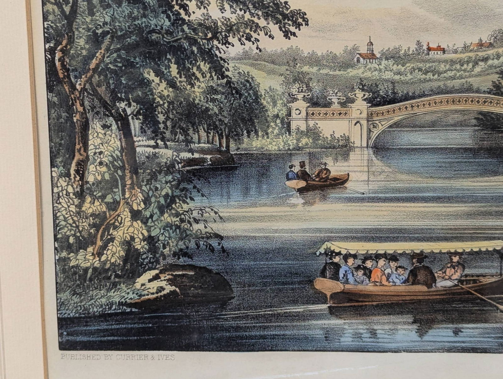 Lithograph Published by Currier and Ives Depicting Central Park Bridge Scene - 6
