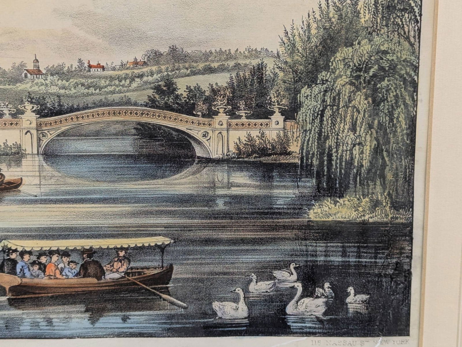 Lithograph Published by Currier and Ives Depicting Central Park Bridge Scene - 8
