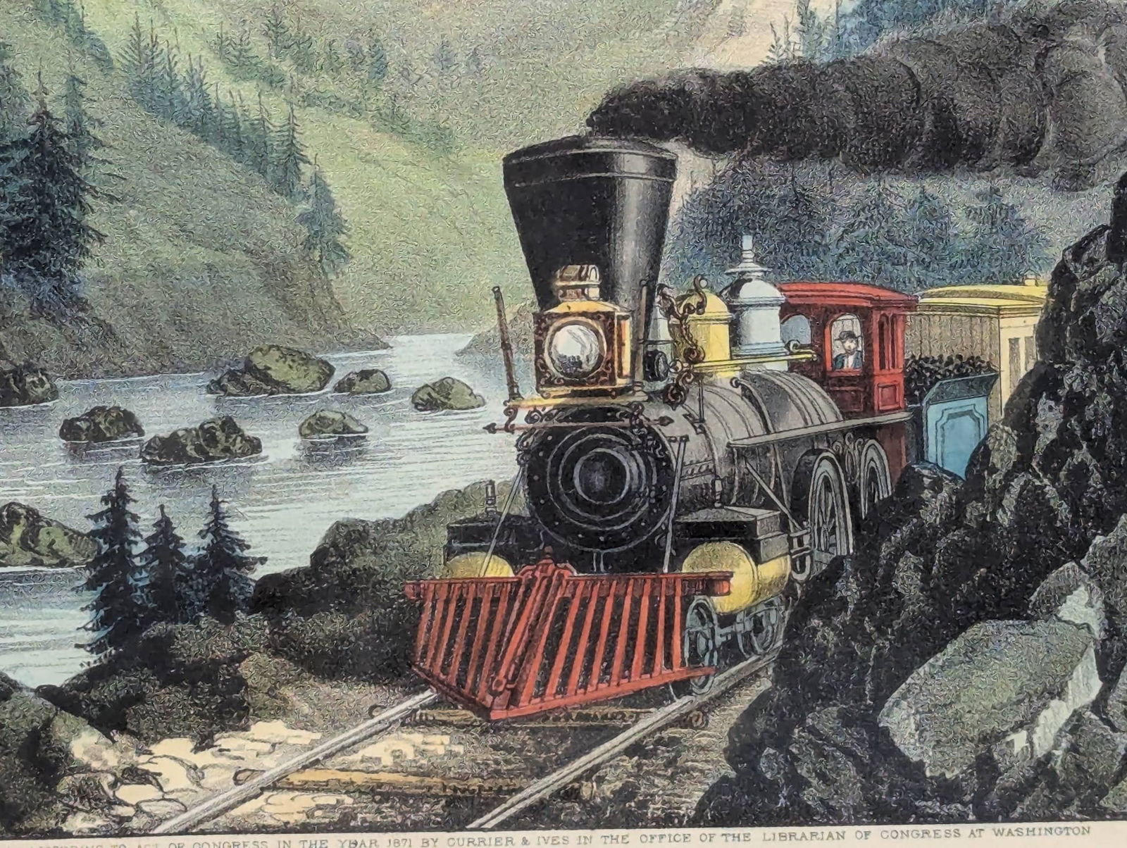 Currier and Ives Lithograph Depicting Train Route to California - 7