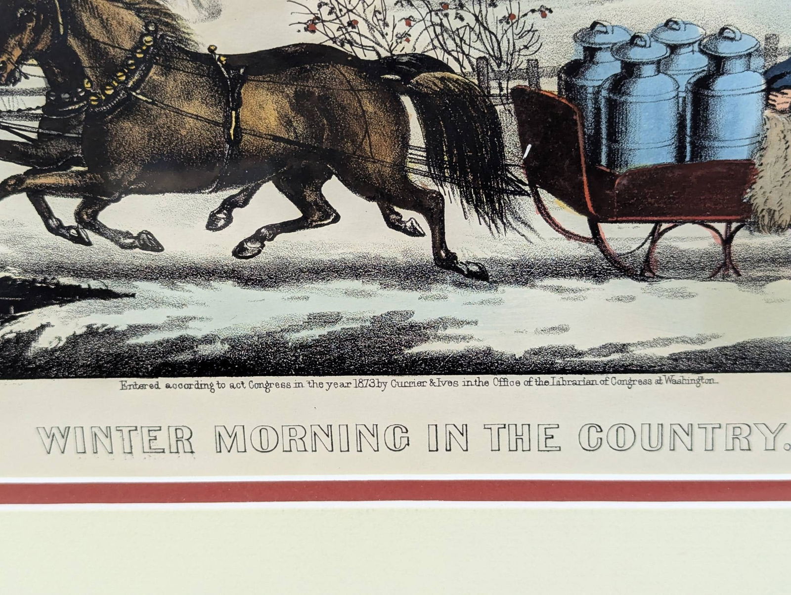 Lithograph by Currier and Ives Titled Winter Morning in the Country - 10
