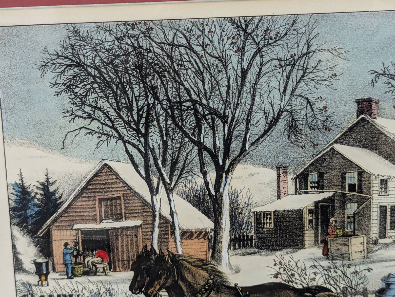 Lithograph by Currier and Ives Titled Winter Morning in the Country - 3