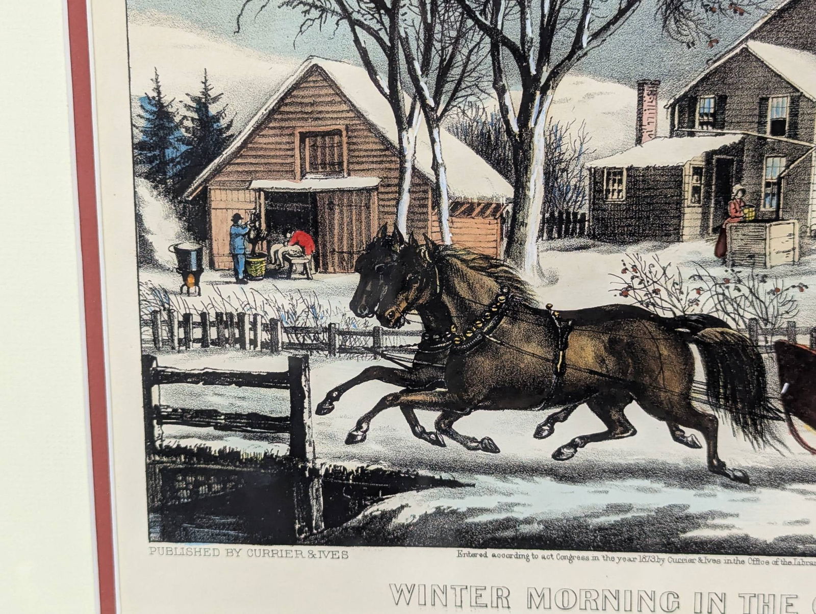 Lithograph by Currier and Ives Titled Winter Morning in the Country - 6
