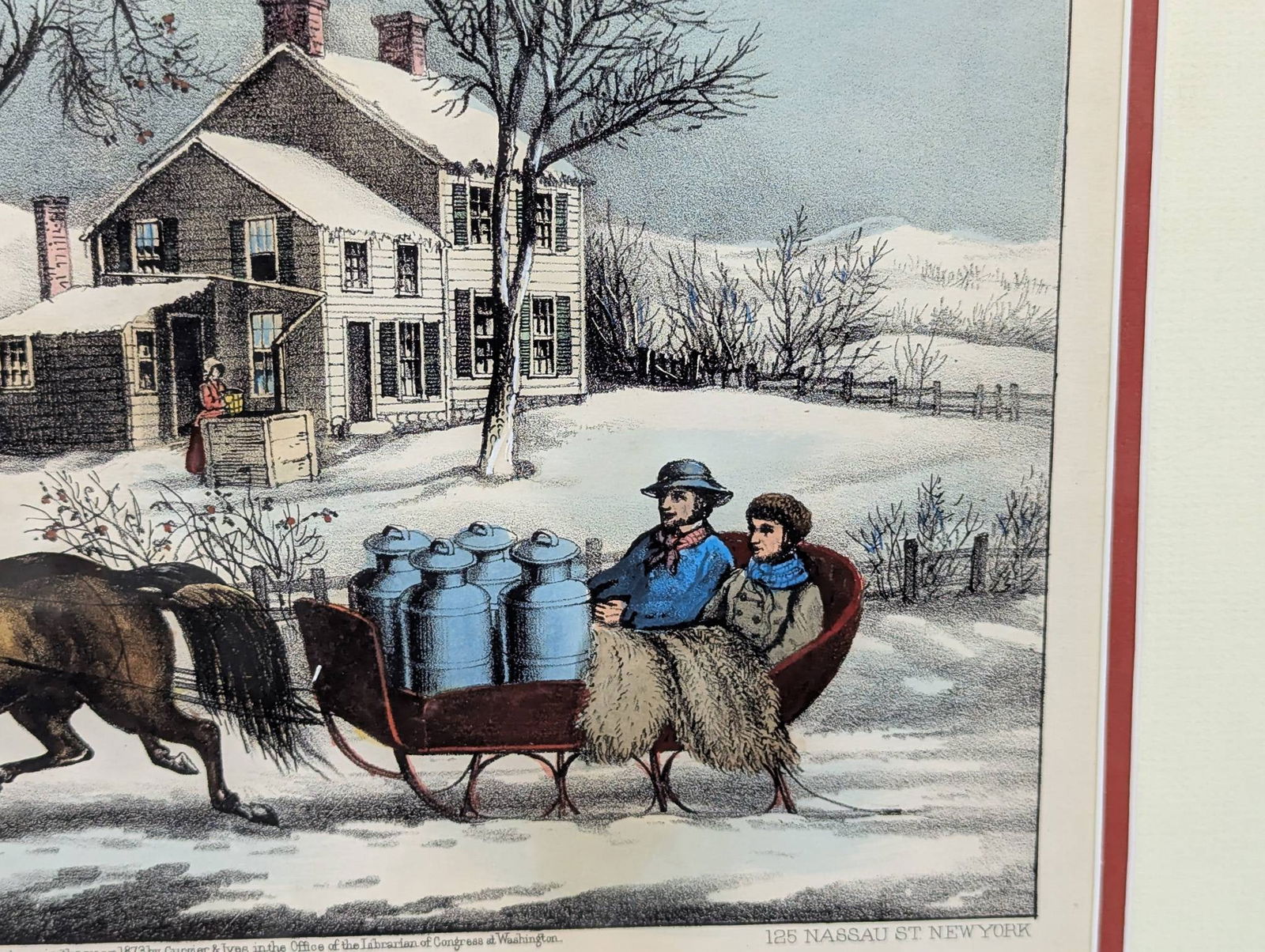 Lithograph by Currier and Ives Titled Winter Morning in the Country - 8