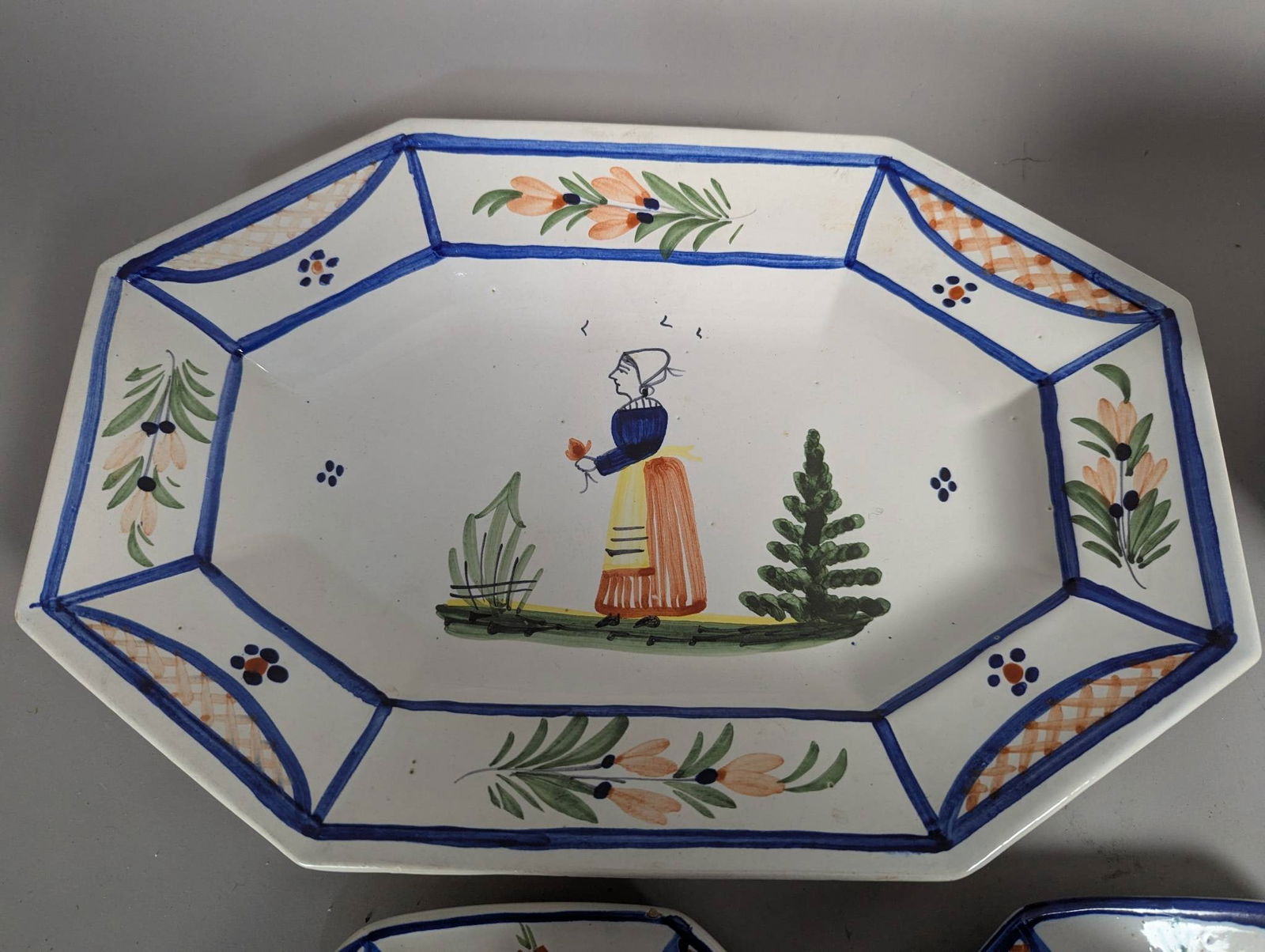 Henriot Quimper Breton Peasant Hand-Painted Faience Tea and Biscuit Service - 3