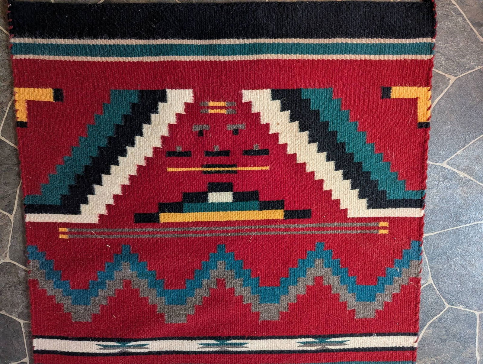 Navajo Wool Rug with Geometric Patterns c1980s - 2