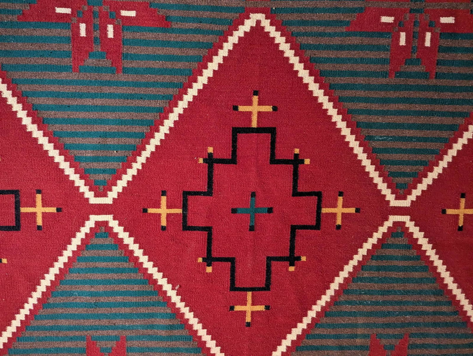 Navajo Wool Rug Featuring Geometric Patterns C1980s - 3