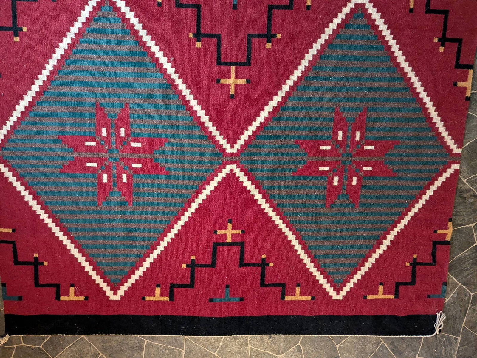Navajo Wool Rug Featuring Geometric Patterns C1980s - 4