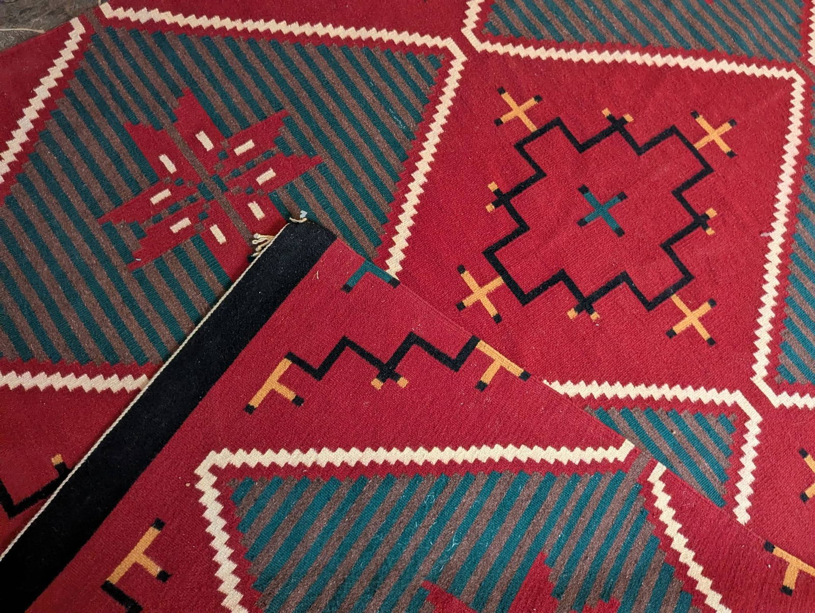 Navajo Wool Rug Featuring Geometric Patterns C1980s - 7