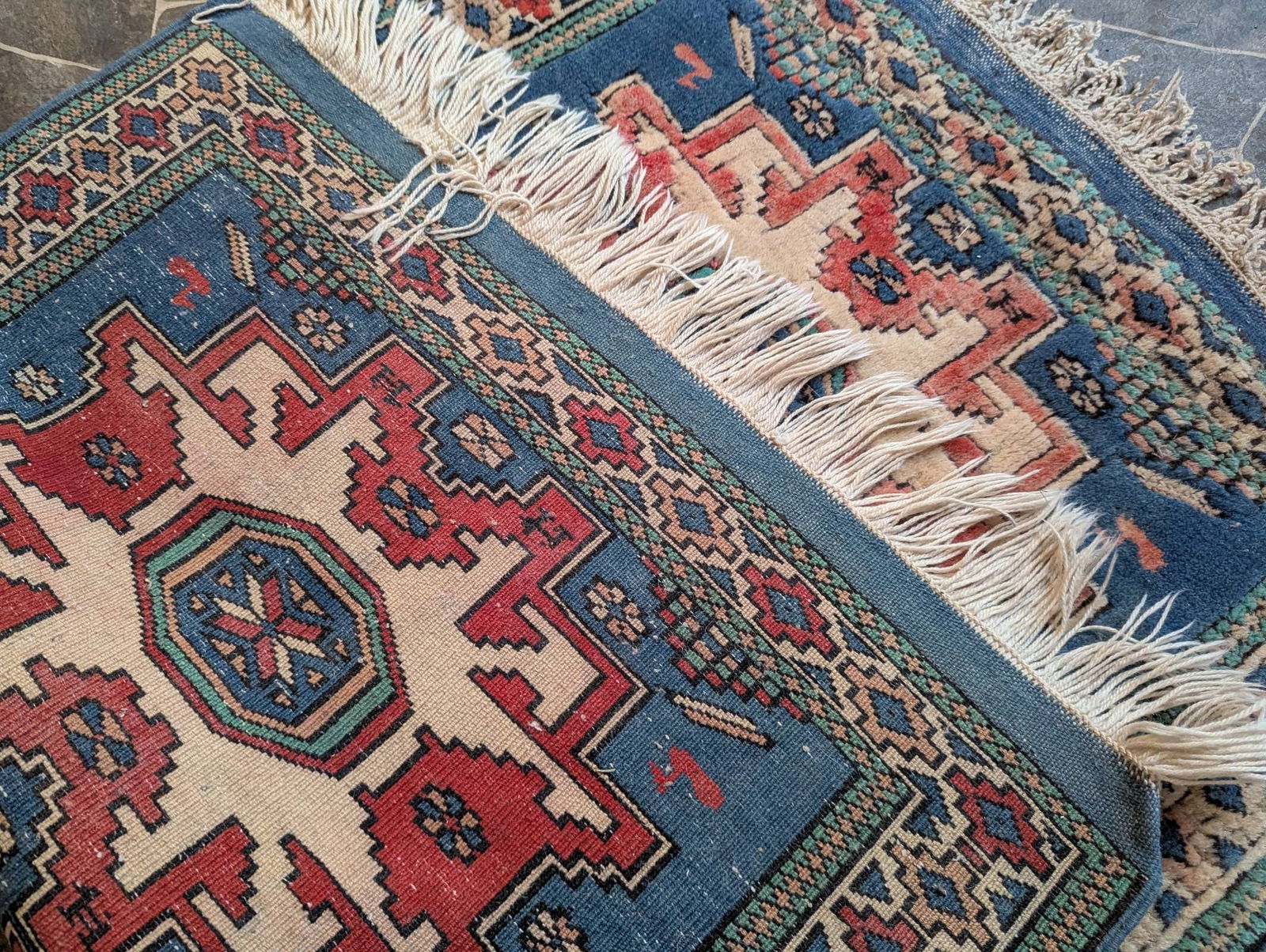 Turkish Kars Rug with Geometric Patterns and Fringe Detailing - 7