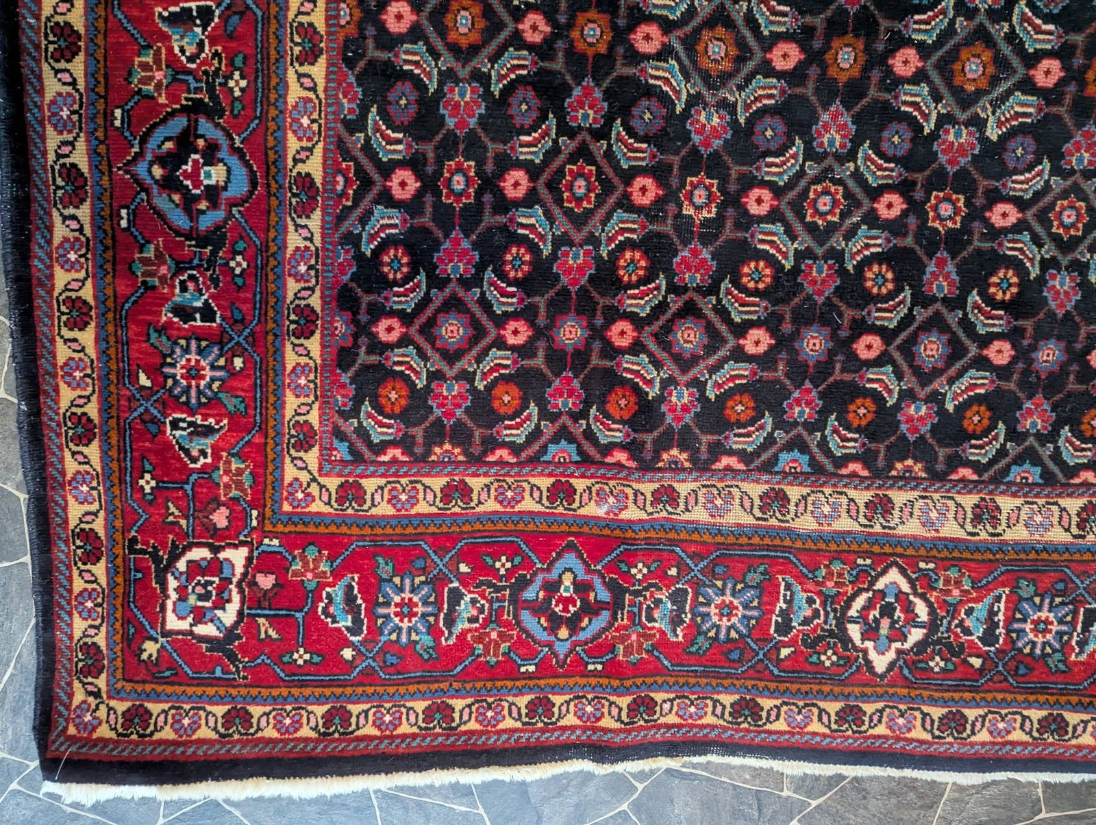 Hand-Knotted Persian Tabriz Wool Rug with Herati Mahi Pattern - 10