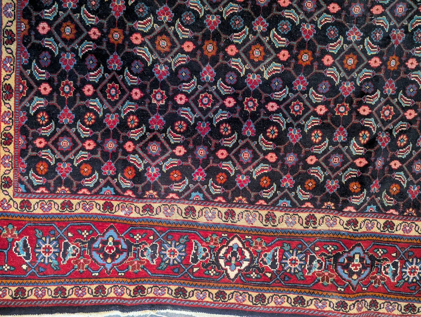 Hand-Knotted Persian Tabriz Wool Rug with Herati Mahi Pattern - 11