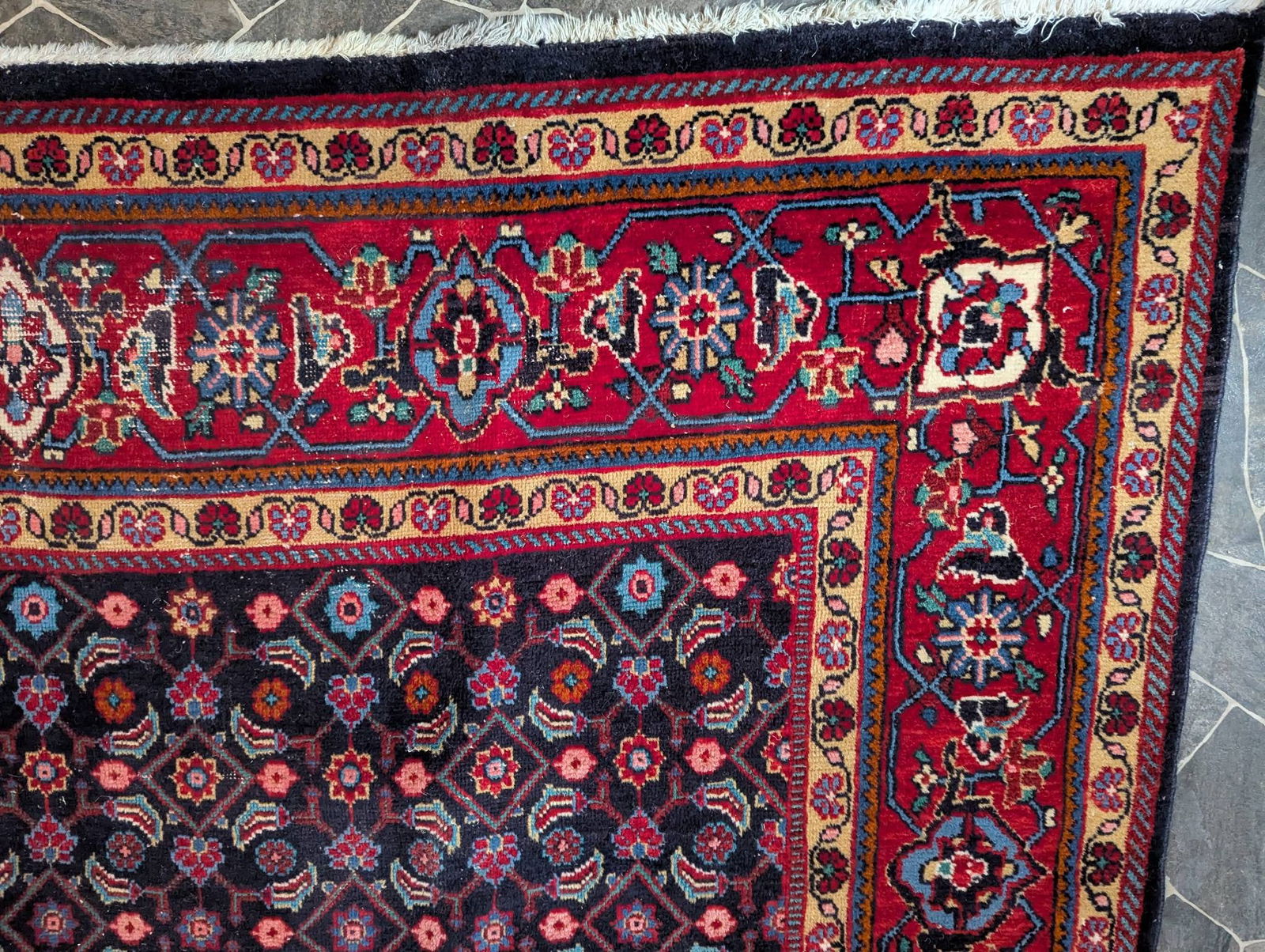 Hand-Knotted Persian Tabriz Wool Rug with Herati Mahi Pattern - 2