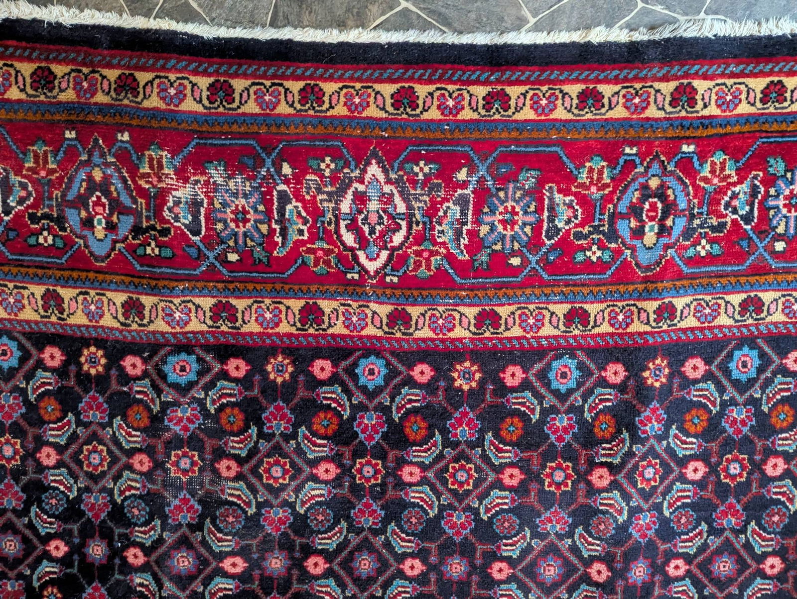 Hand-Knotted Persian Tabriz Wool Rug with Herati Mahi Pattern - 3