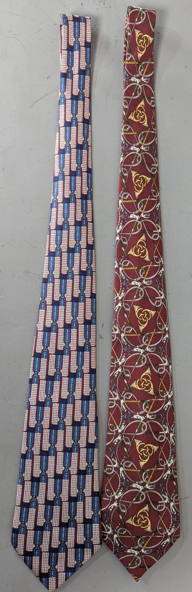 Hermes Paris Silk Ties with Geometric and Equestrian Designs (1 of 7)