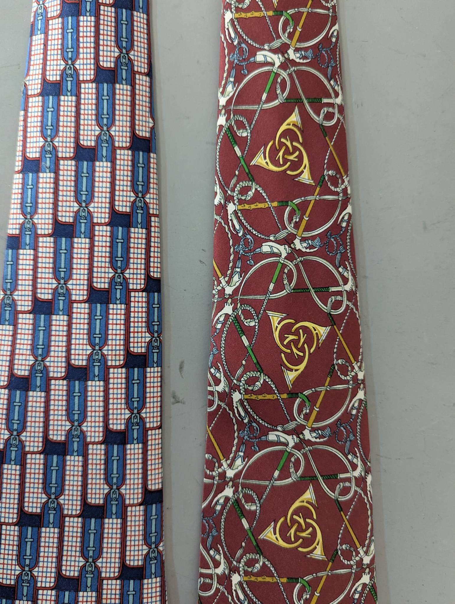Hermes Paris Silk Ties with Geometric and Equestrian Designs - 3