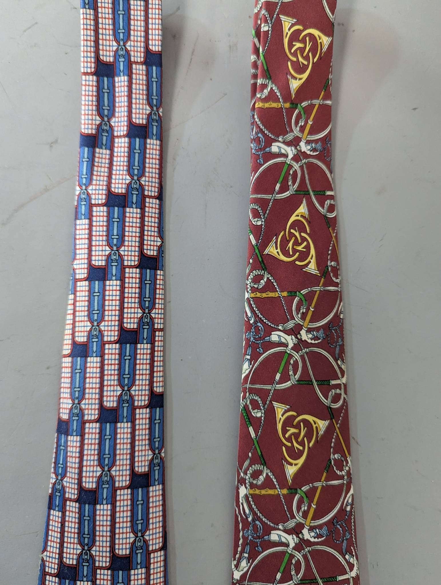 Hermes Paris Silk Ties with Geometric and Equestrian Designs - 4