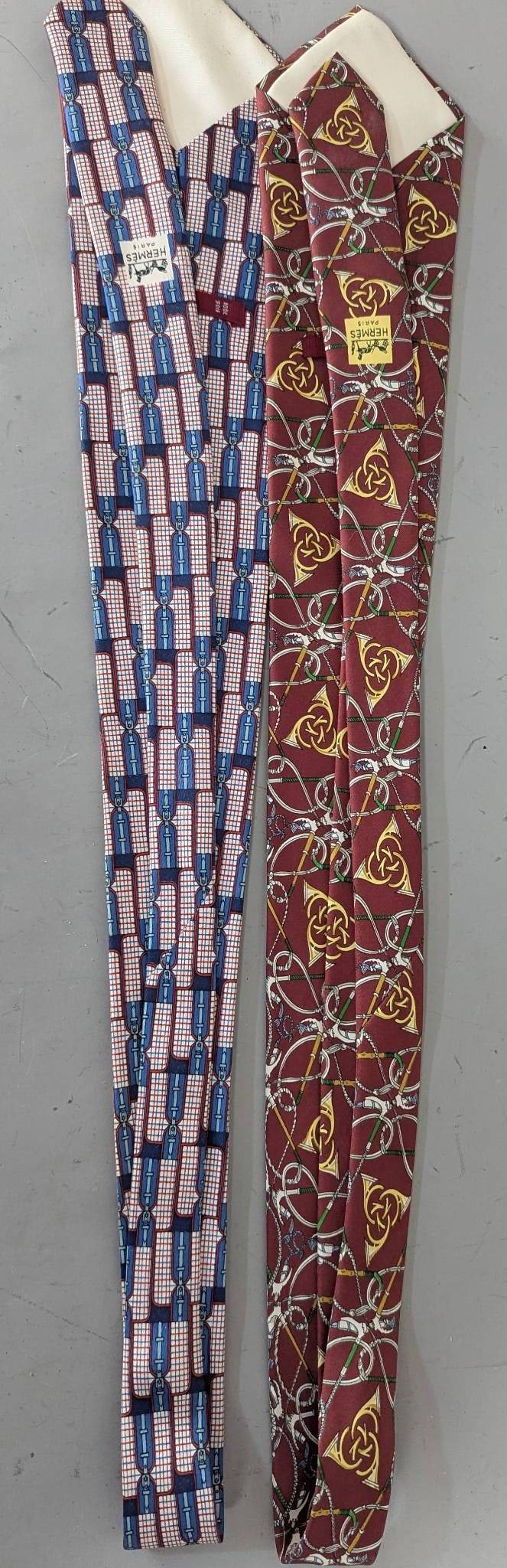 Hermes Paris Silk Ties with Geometric and Equestrian Designs - 5