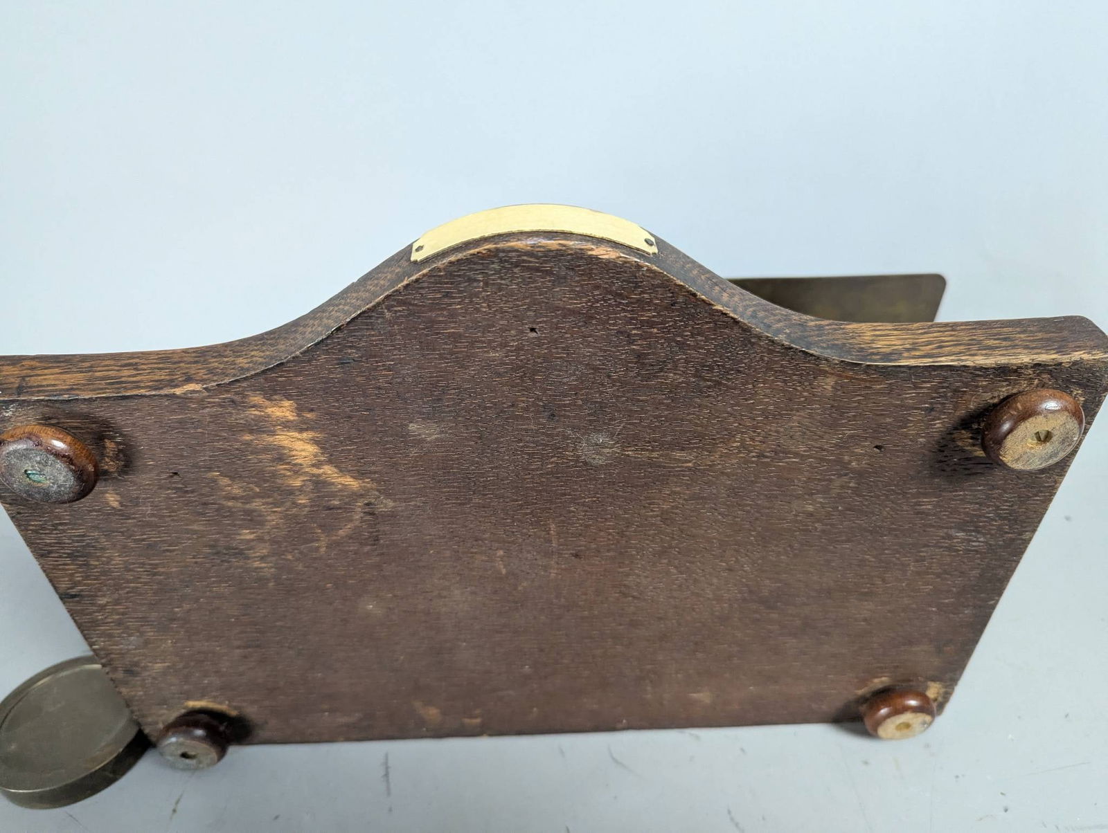 Antique English Brass Postal Scale with Weights on Oak Base - 7