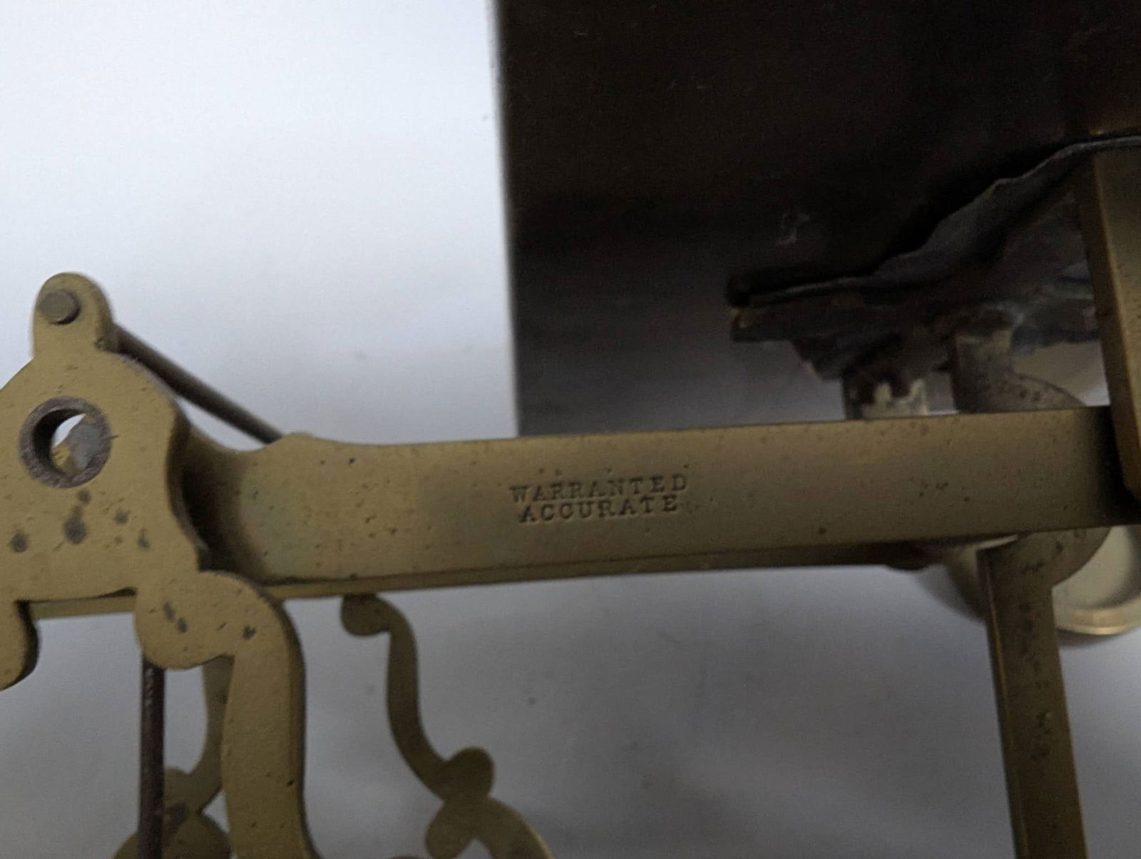 Antique English Brass Postal Scale with Weights on Oak Base - 8