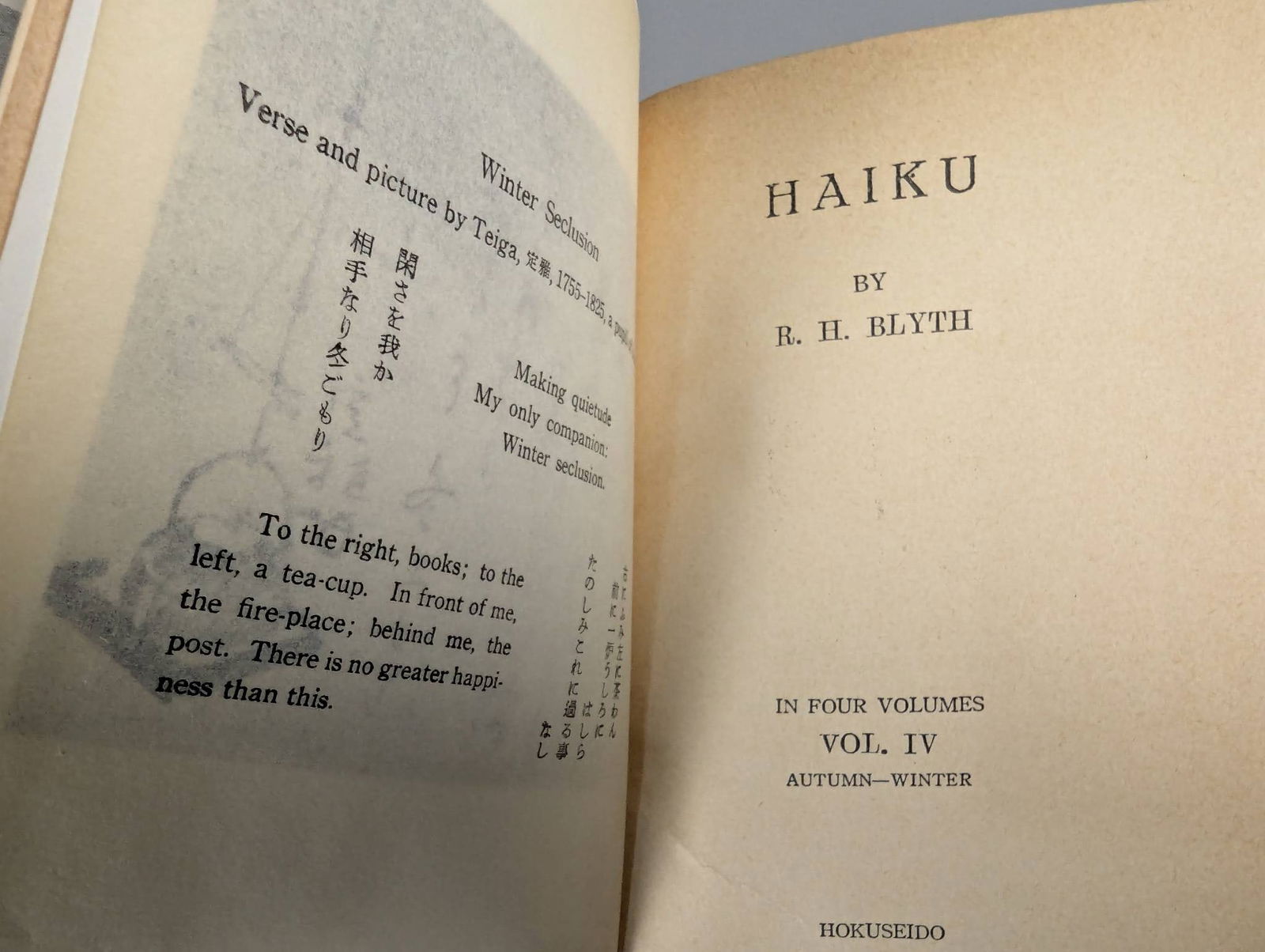 Haiku by R.H. Blyth in Four Volumes Published by Hokuseido 1950 - 3