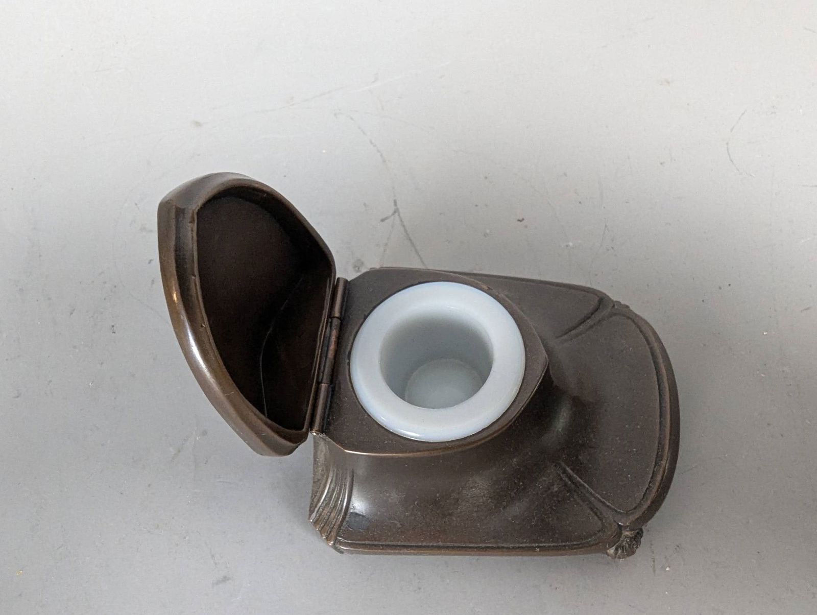 Antique Cast Brass or Bronze Inkwell with Art Nouveau Influence - 5