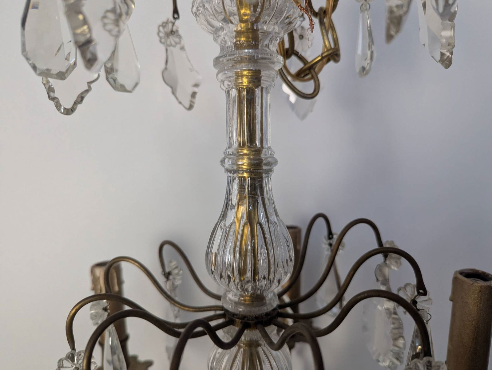 French Gilded Birdcage Antique Chandelier With Crystal Pendants - 3