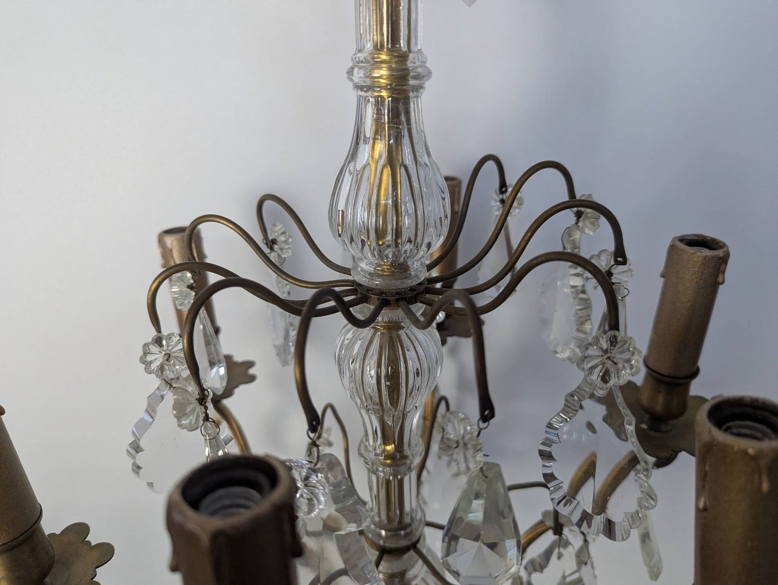 French Gilded Birdcage Antique Chandelier With Crystal Pendants - 4