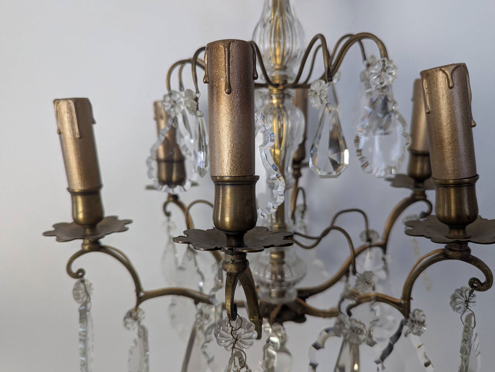 French Gilded Birdcage Antique Chandelier With Crystal Pendants - 5