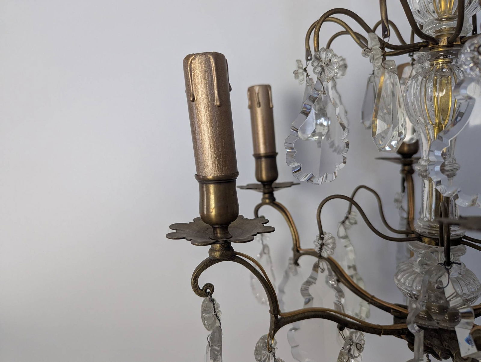 French Gilded Birdcage Antique Chandelier With Crystal Pendants - 6