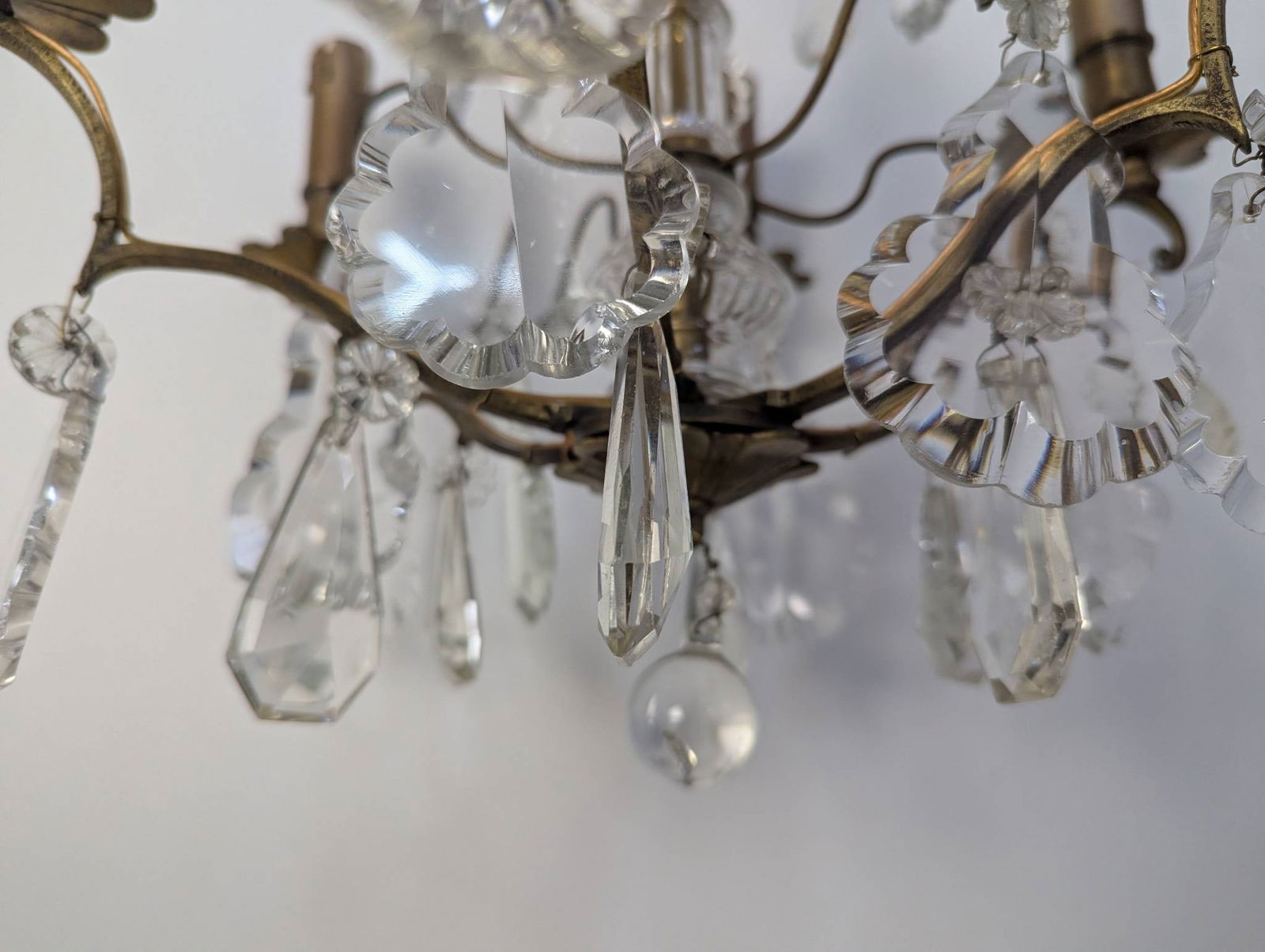 French Gilded Birdcage Antique Chandelier With Crystal Pendants - 7