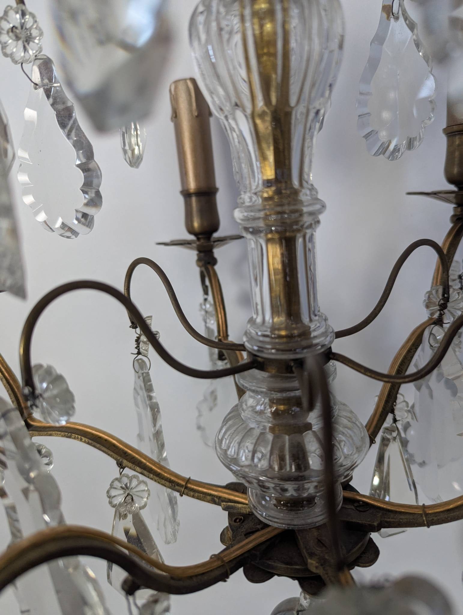 French Gilded Birdcage Antique Chandelier With Crystal Pendants - 8