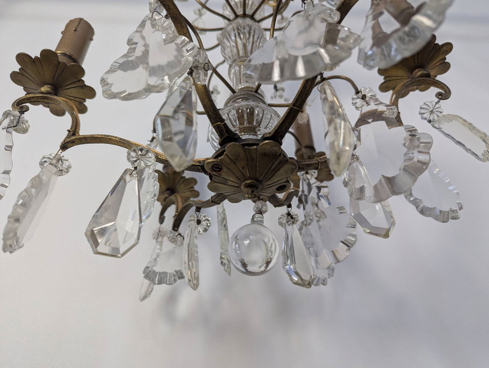 French Gilded Birdcage Antique Chandelier With Crystal Pendants - 9