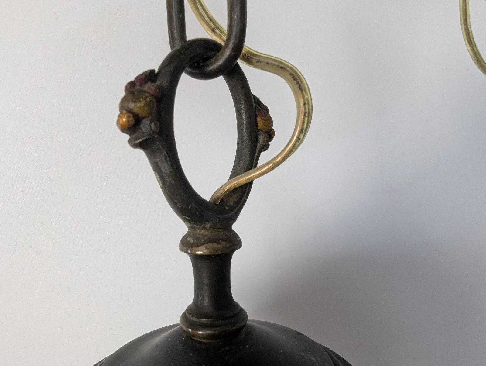 Art Nouveau Milk Glass Pendant Light with Hand-Painted Floral Design - 4