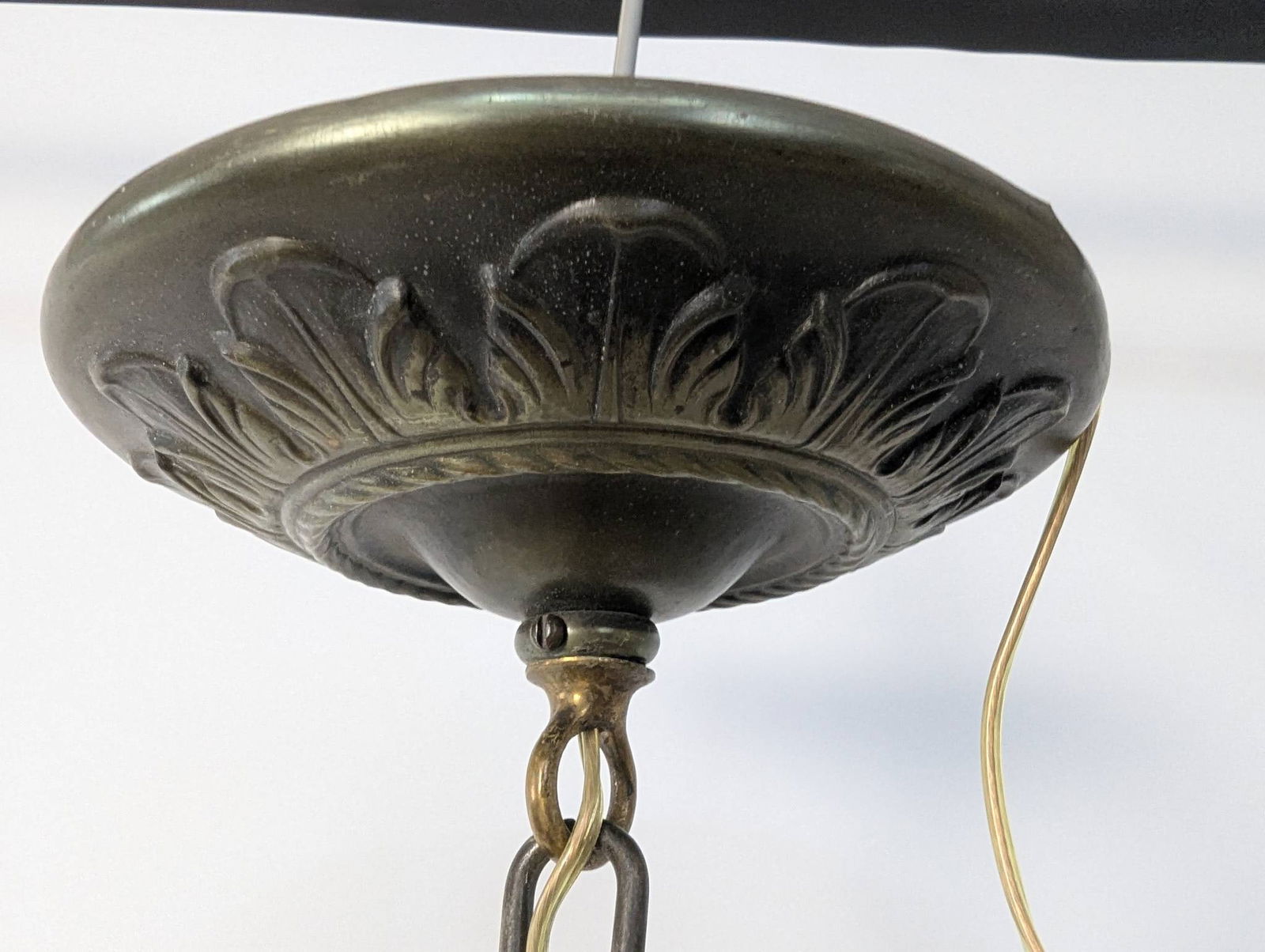 Art Nouveau Milk Glass Pendant Light with Hand-Painted Floral Design - 5