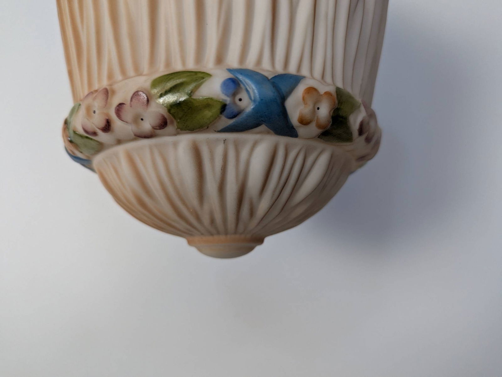 Art Nouveau Milk Glass Pendant Light with Hand-Painted Floral Design - 6