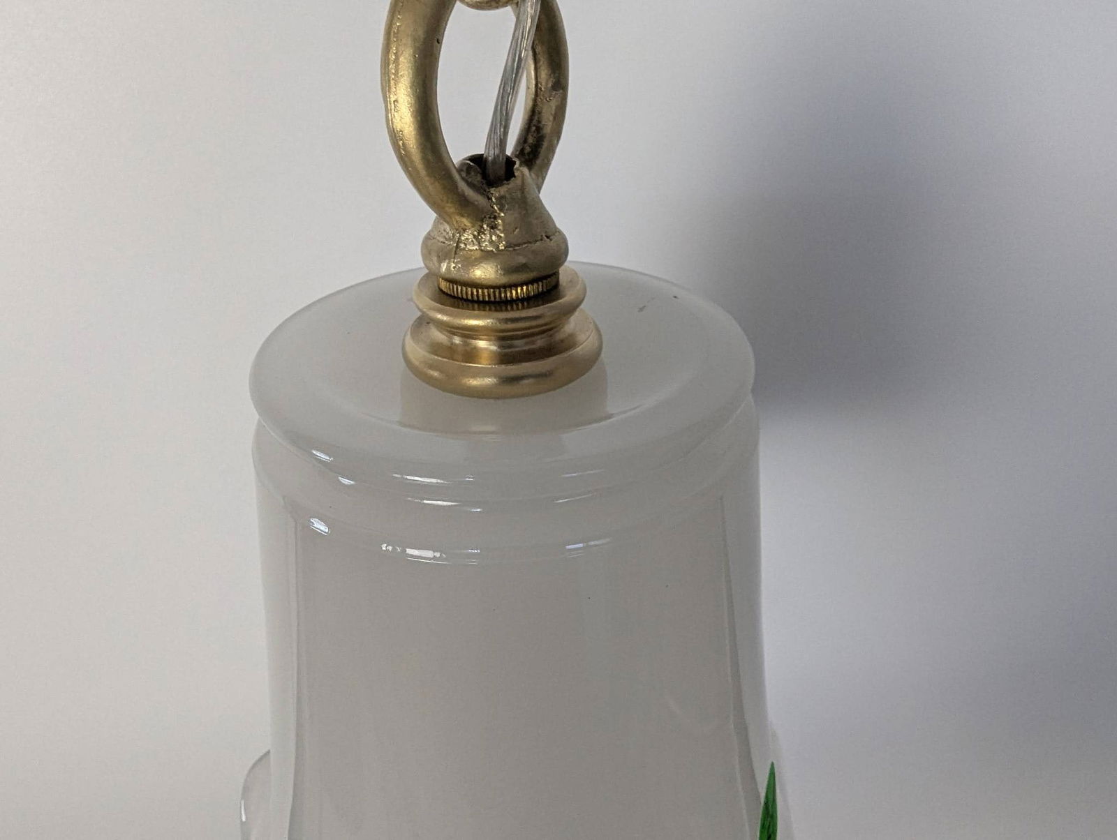 Antique Brass Pendant Light with Hand-Blown Opaline Glass Shade - 3