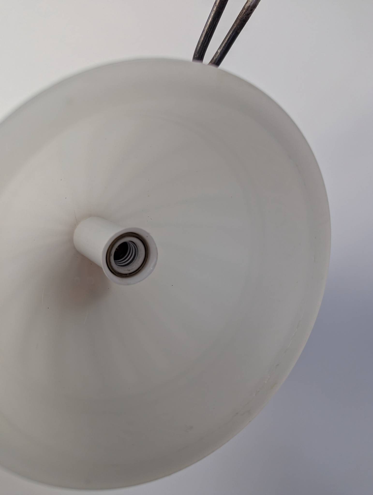 Antique Brass Pendant Light Fixture with Hand-Blown Opaline Glass Shade - 4