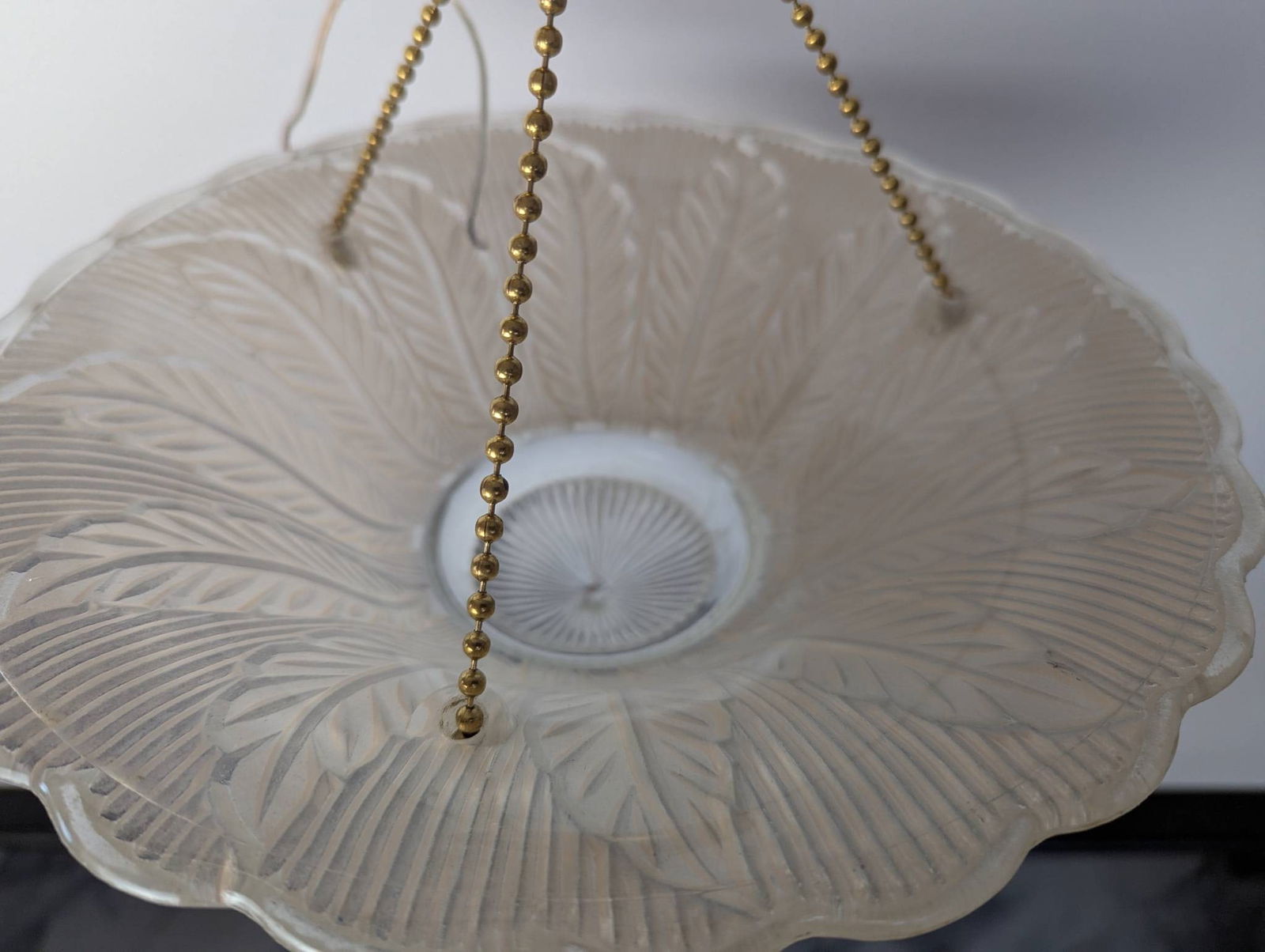 Art Deco Glass Pendant Chandelier with Embossed Frosted Design - 2