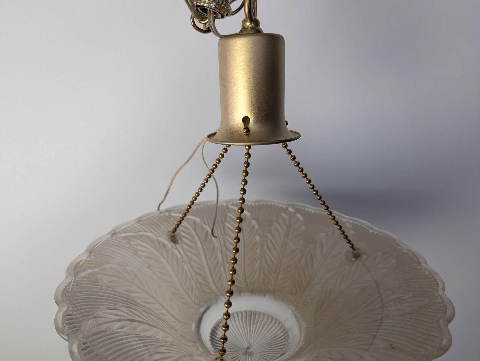 Art Deco Glass Pendant Chandelier with Embossed Frosted Design - 5