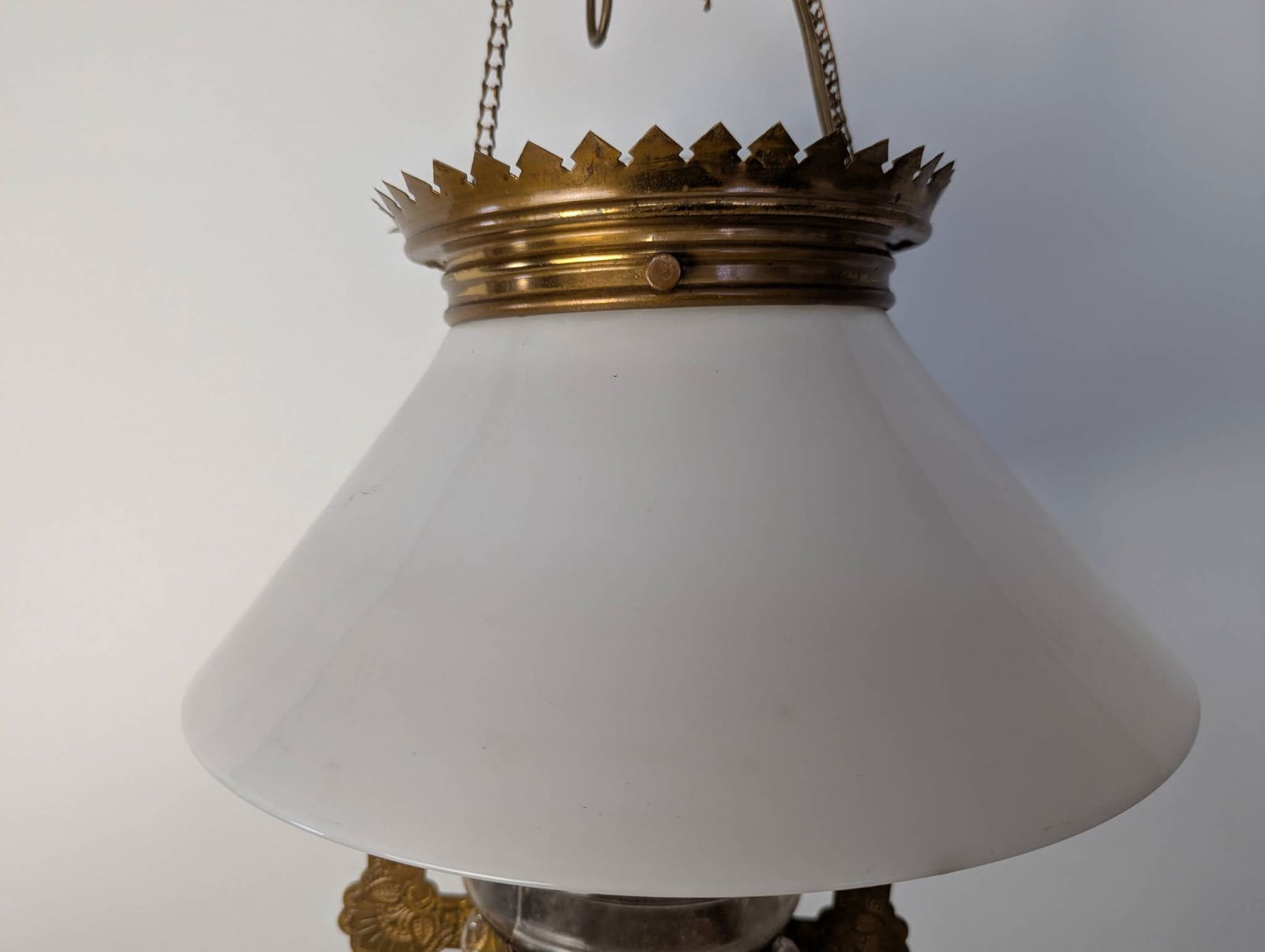 Antique Victorian Parlor Hanging Oil Lamp Converted to Electricity - 4