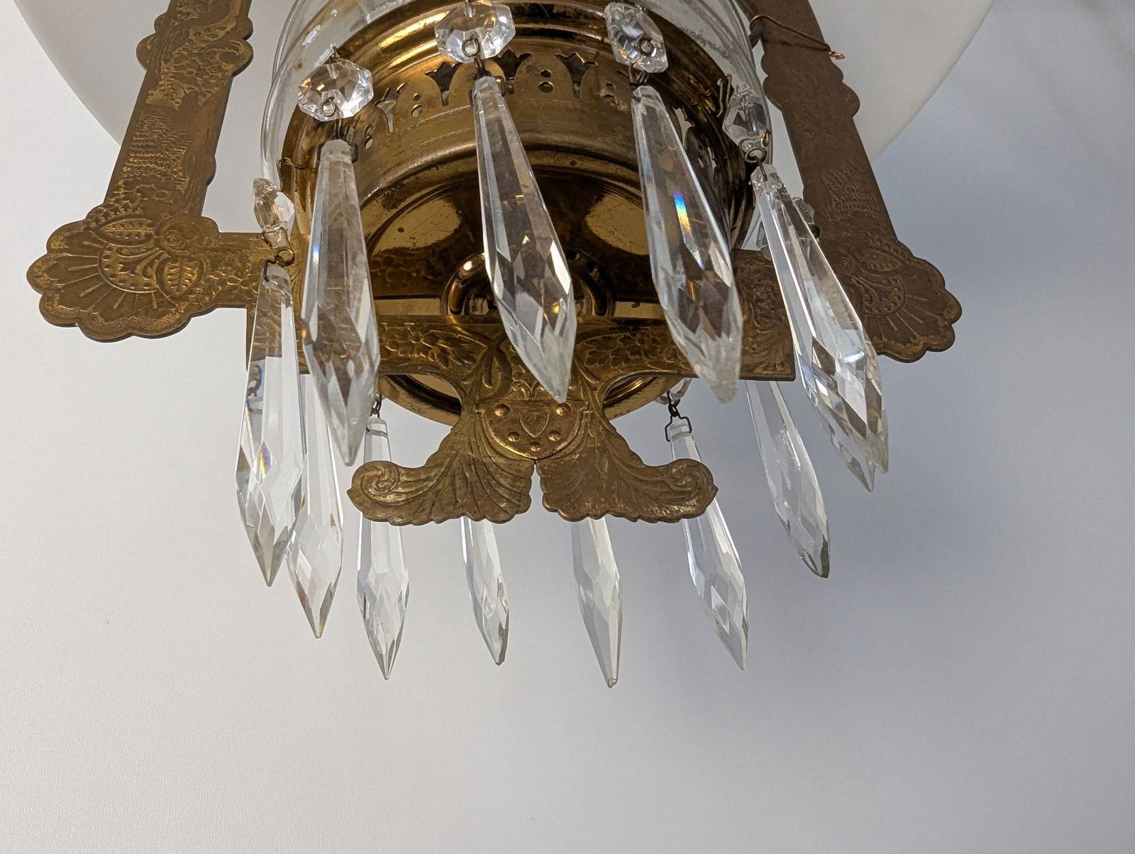 Antique Victorian Parlor Hanging Oil Lamp Converted to Electricity - 9