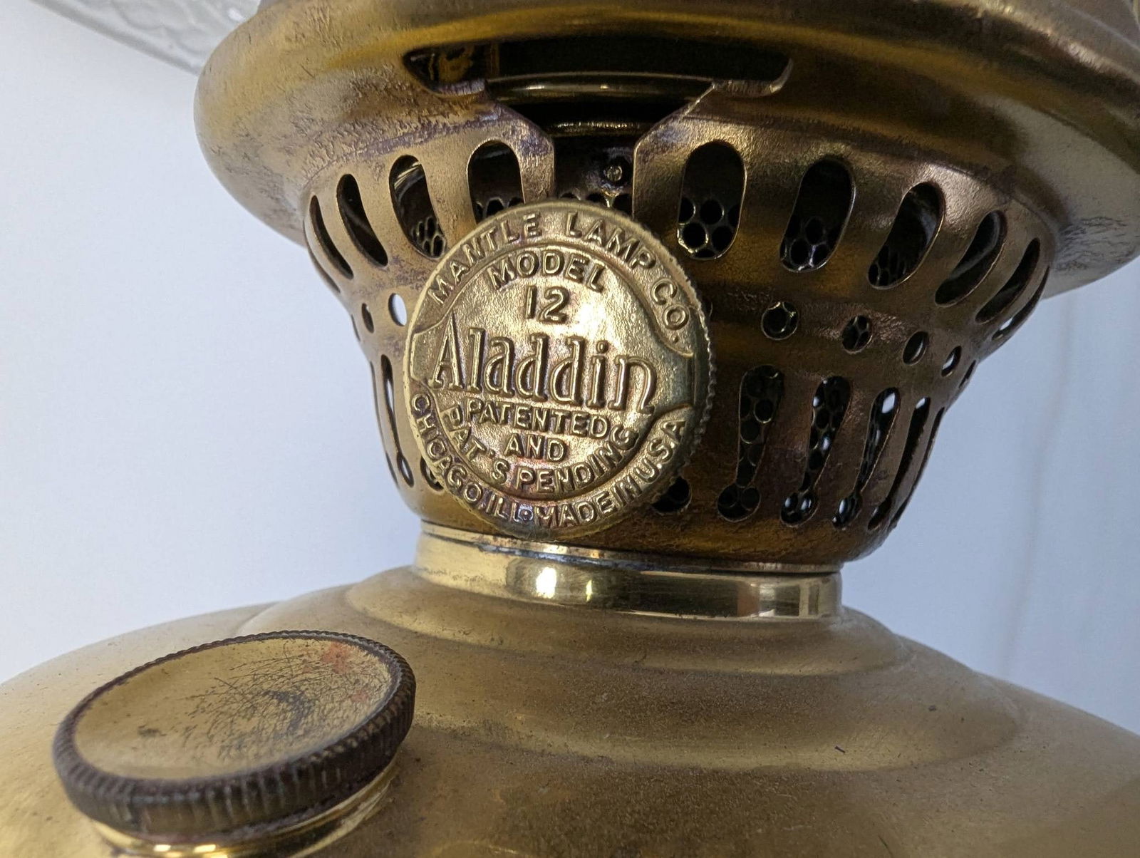 Vintage Aladdin Model 12 Brass Hanging Lamp with Milk White Shade - 10