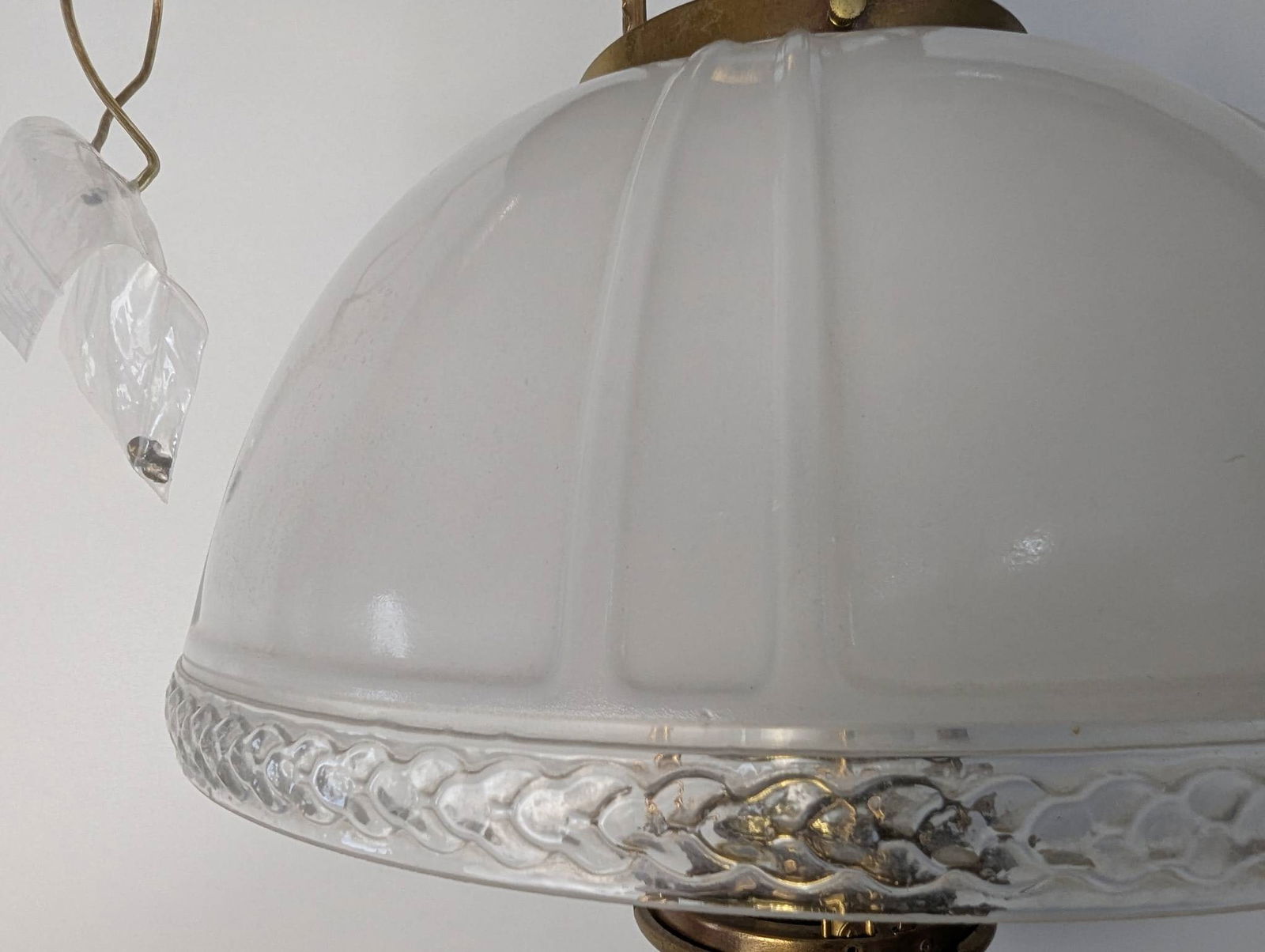 Vintage Aladdin Model 12 Brass Hanging Lamp with Milk White Shade - 6