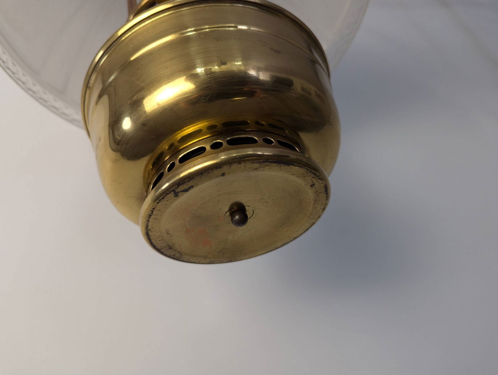 Vintage Aladdin Model 12 Brass Hanging Lamp with Milk White Shade - 9