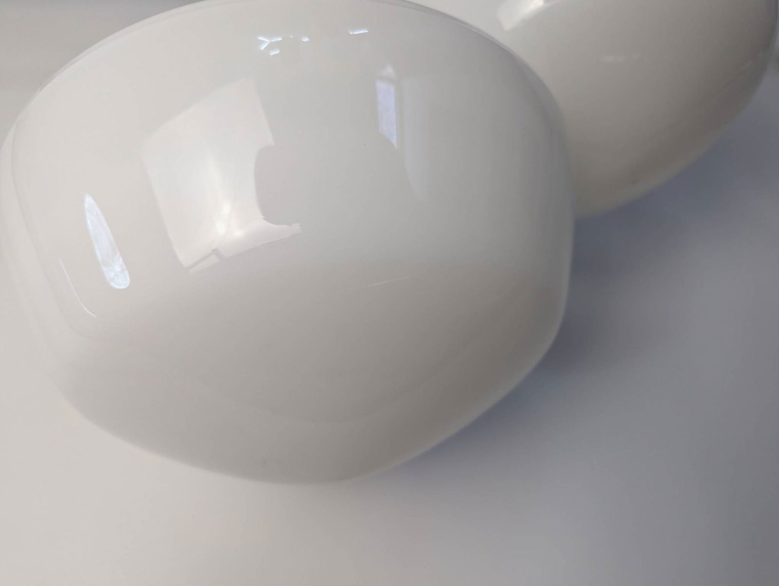 Pair Schoolhouse Pendant Lights with Brass and Opal Glass Shades - 5