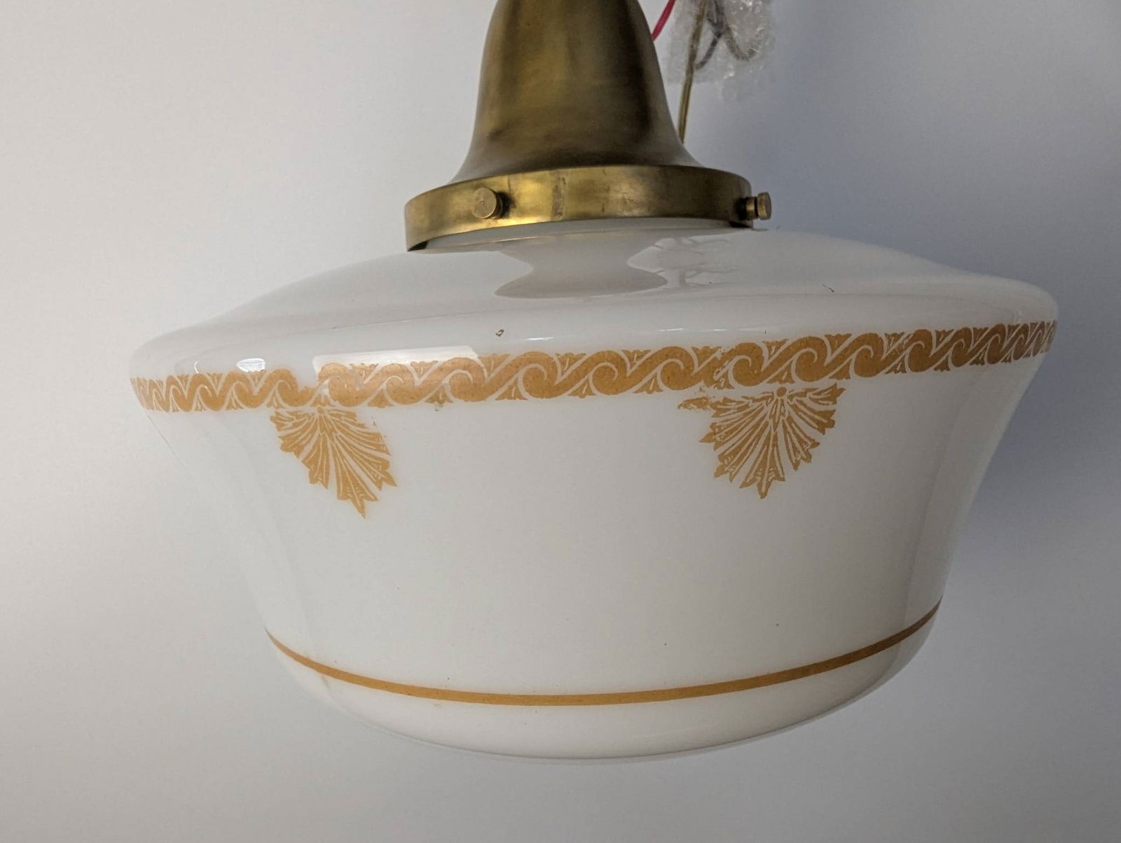 Antique Neoclassical Revival Milk Glass Pendant Light - 2