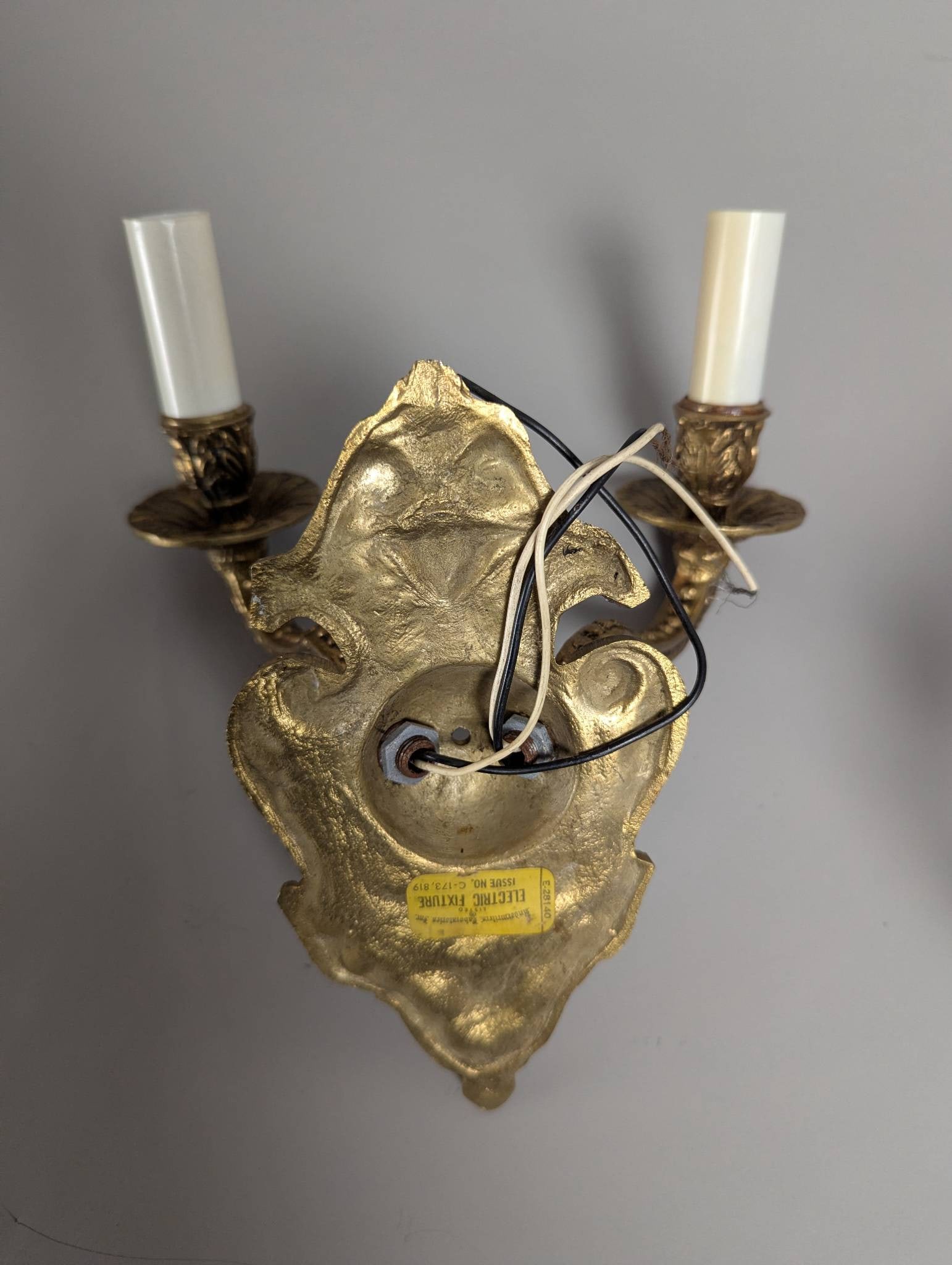 Gold-Toned Metal Double Candle Wall Sconces in Baroque Style - 5