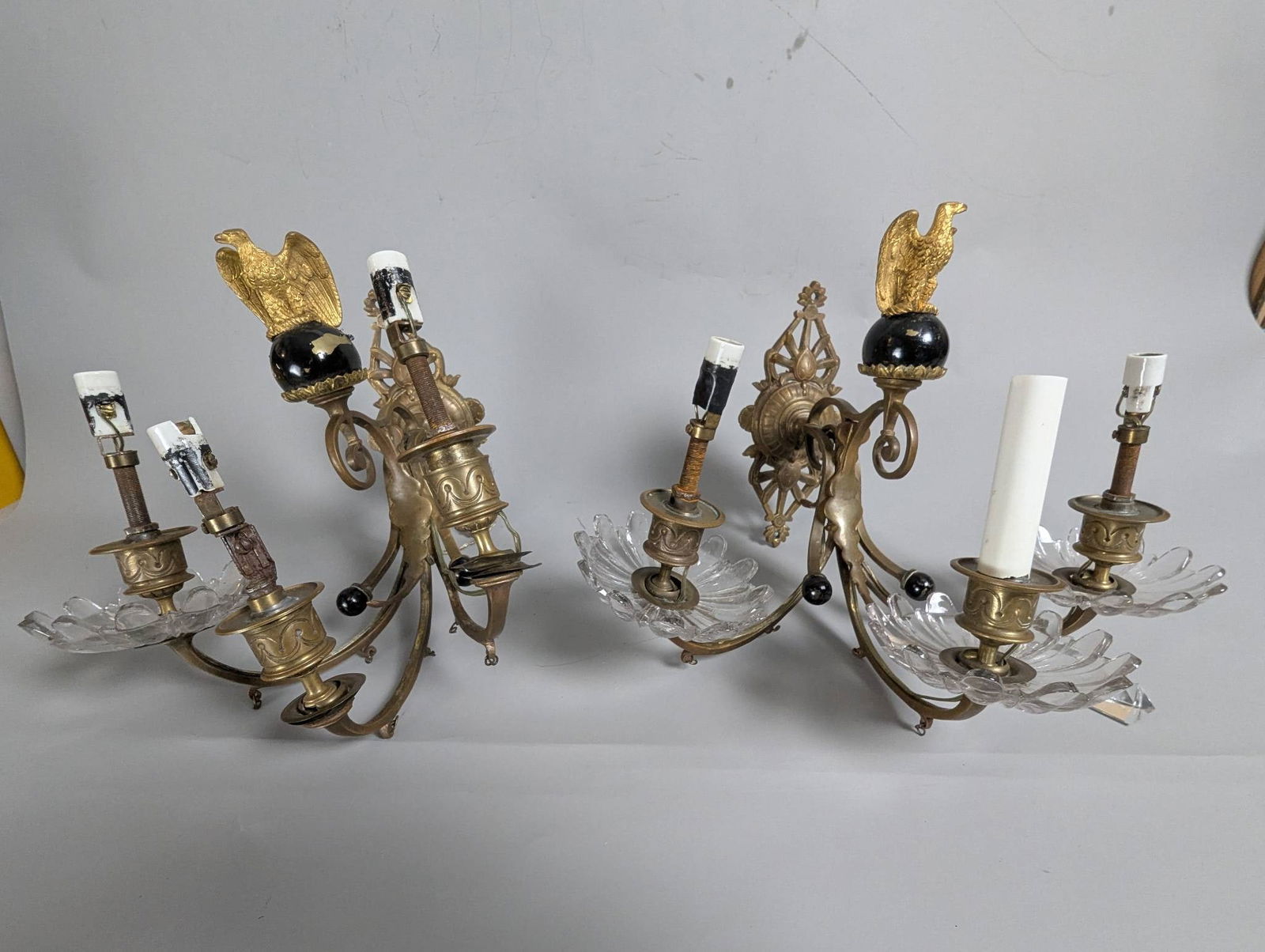 Early 20th-Century Swedish Bronze Electric Wall Sconces with Figural Design (1 of 8)